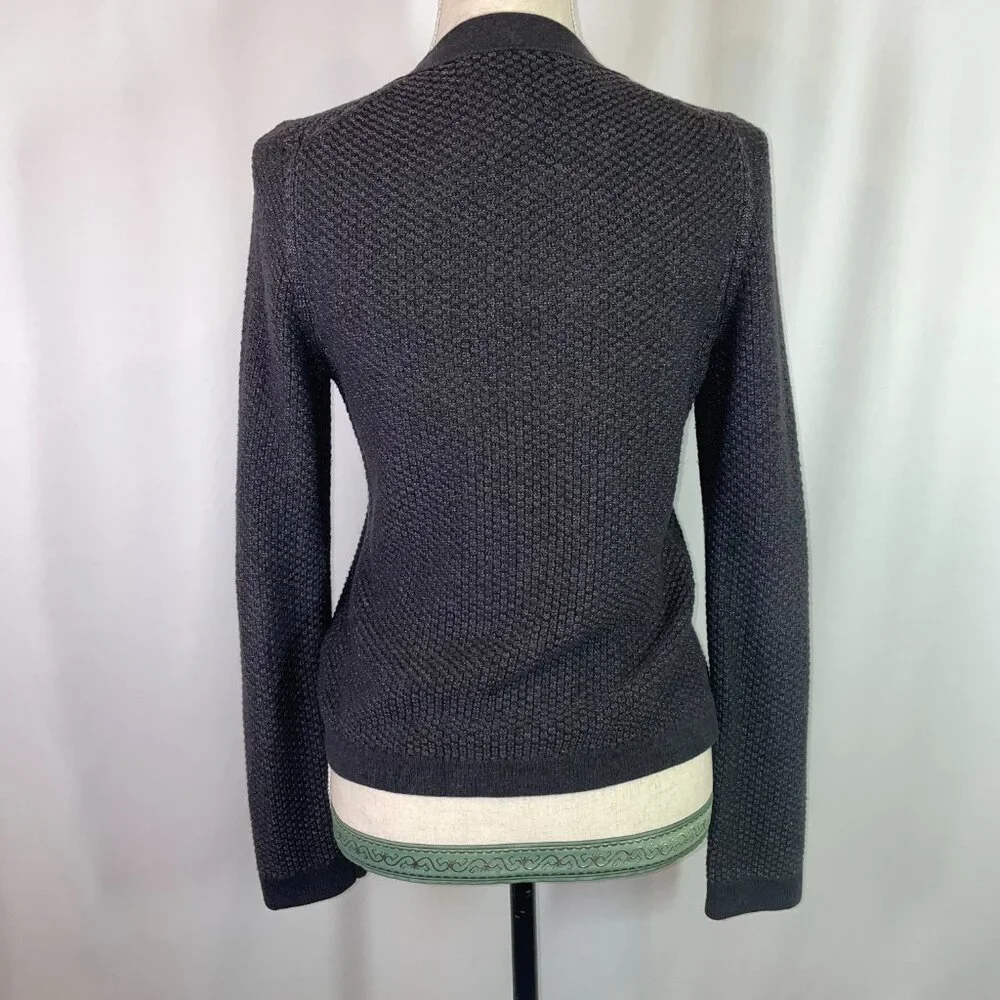 Banana Republic Size S Waffle Knit Cotton Cardigan Gray Open Front Long Sleeves - Picture 3 of 10